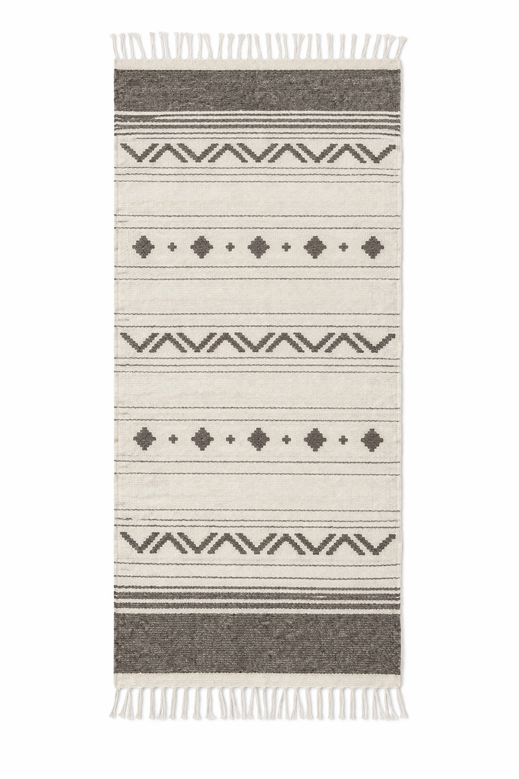 Handwoven Wool Runner – Natural White & Grey