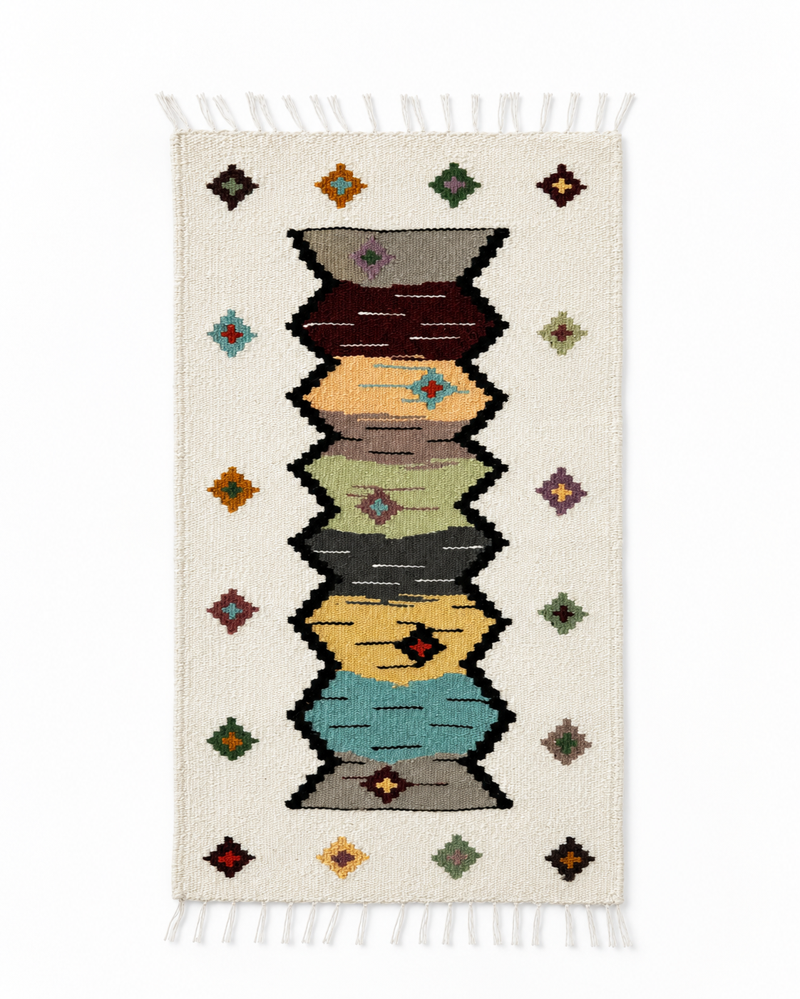 Romanian Handwoven Wool Rug – Infinite Column Motif
