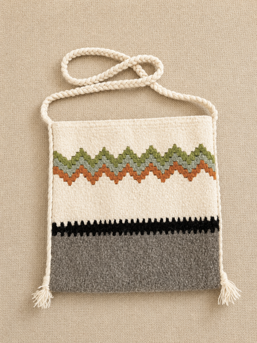 Woven Wool Bag – Zigzag Pattern