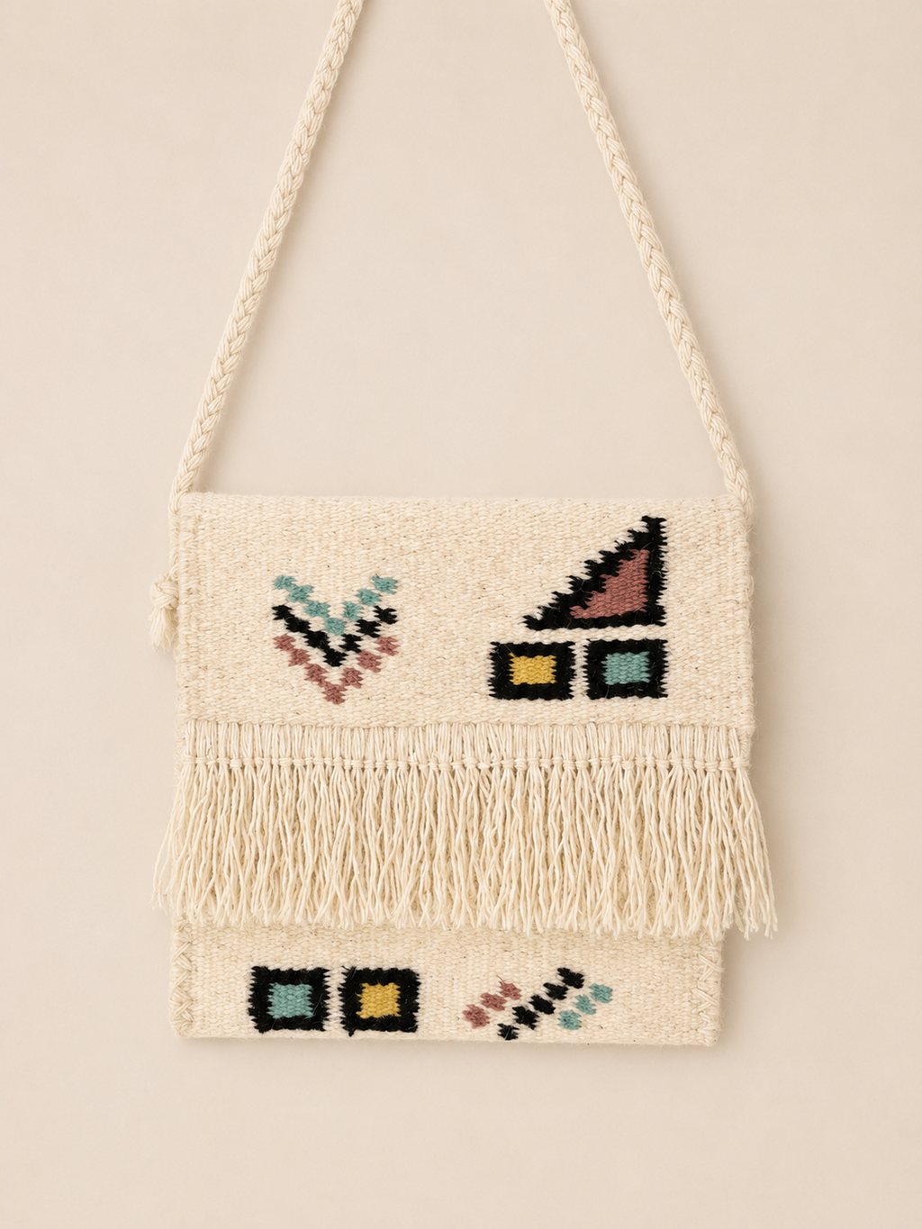Woven Wool Bag – Geometric Motifs