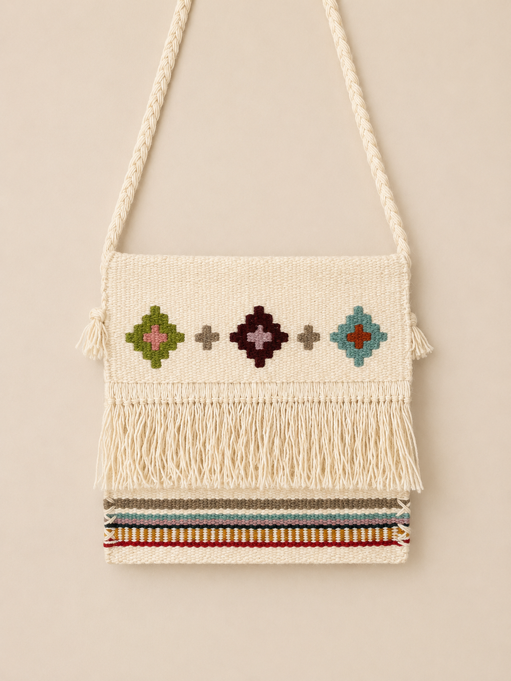 Woven Wool Bag – Geometric Motifs