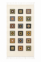 Handwoven Wool Runner – Pastel Square Pattern