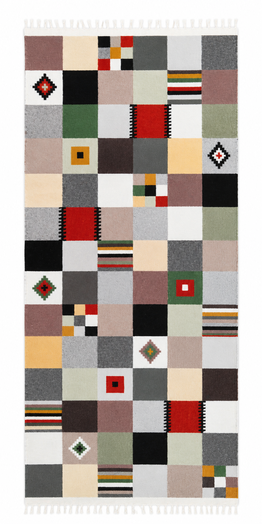 Handwoven Wool Runner – Checkerboard Pattern