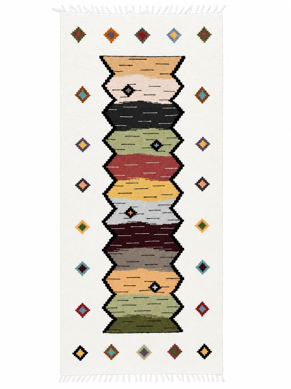 Handwoven Wool Runner – Infinite Column Motif
