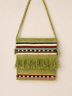 Woven Wool Bag – Green Stripe Pattern