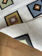 Handwoven Wool Runner – Pastel Square Pattern