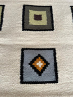 Handwoven Wool Runner – Pastel Square Pattern