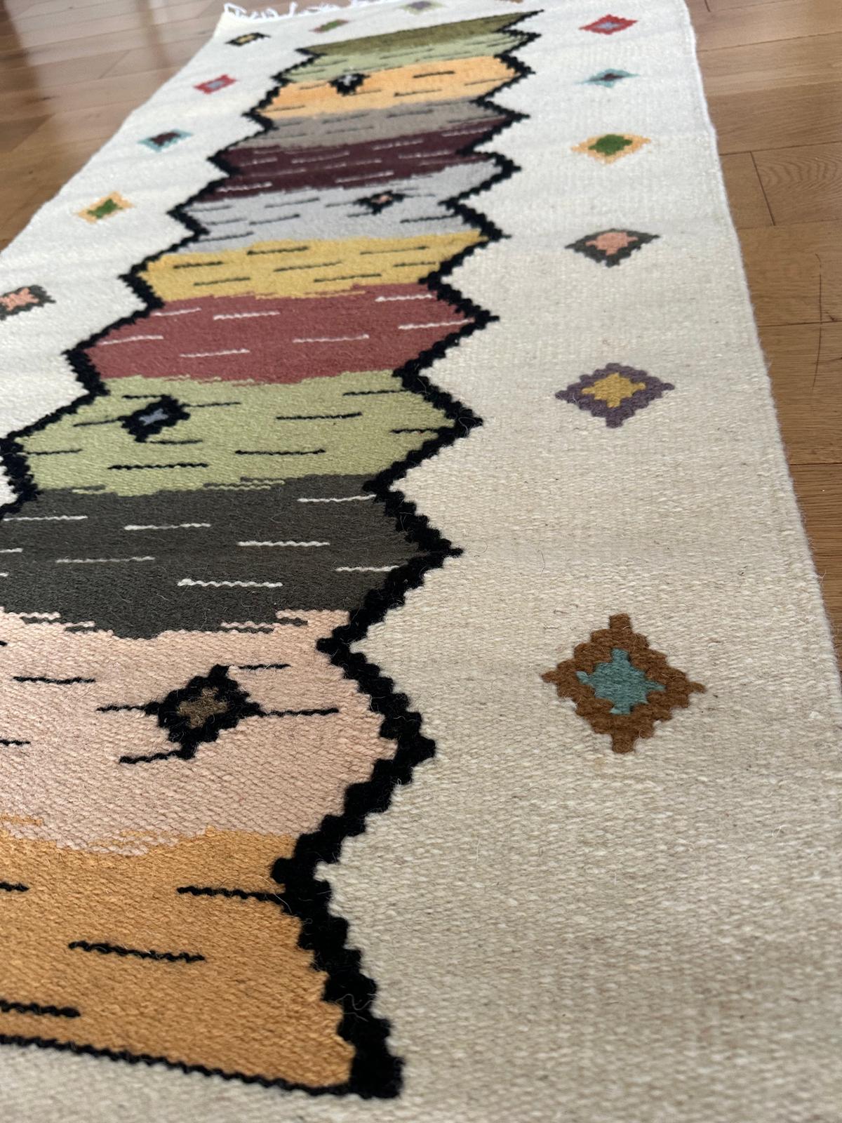 Handwoven Wool Runner – Infinite Column Motif