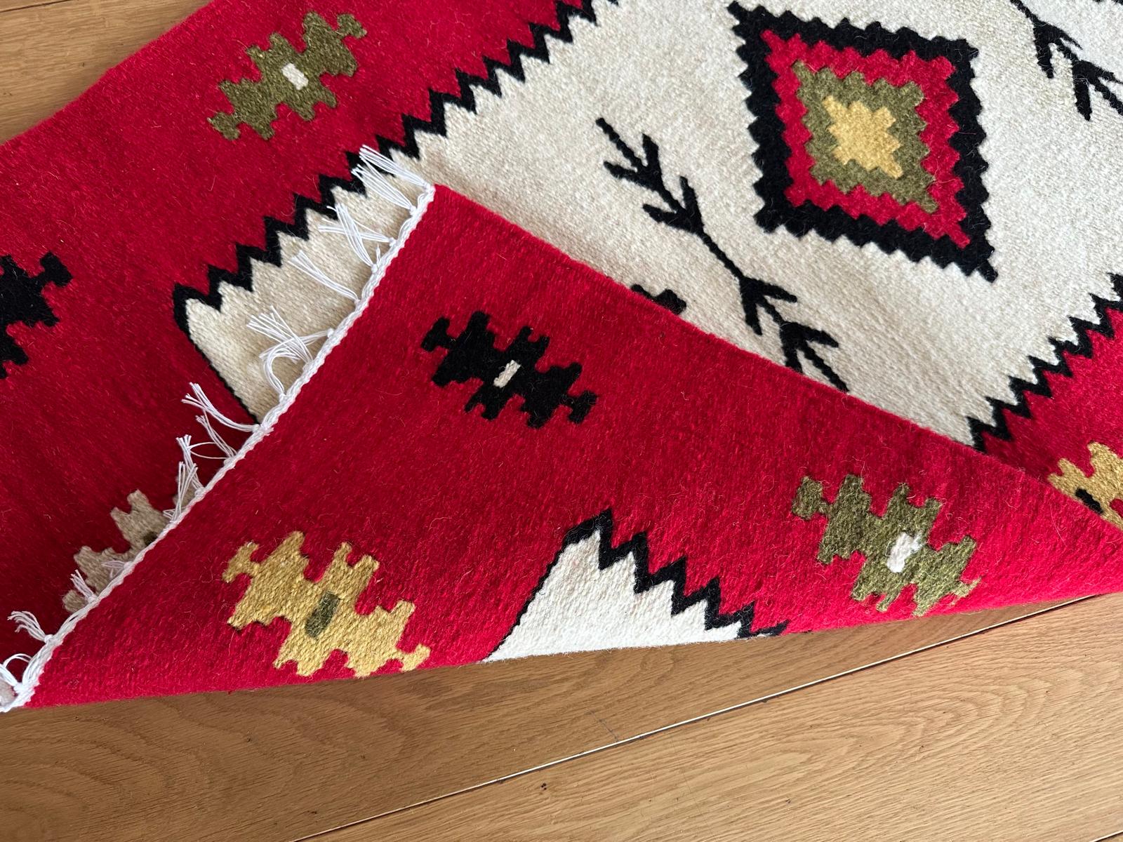 Handwoven Wool Runner – Wheel of Life Motif