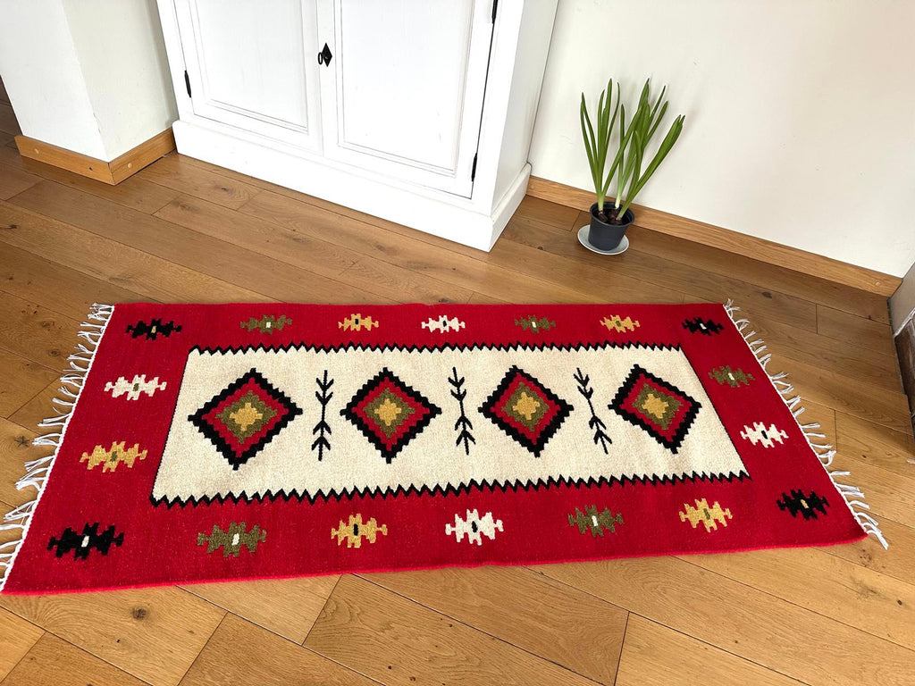 Handwoven Wool Runner – Wheel of Life Motif