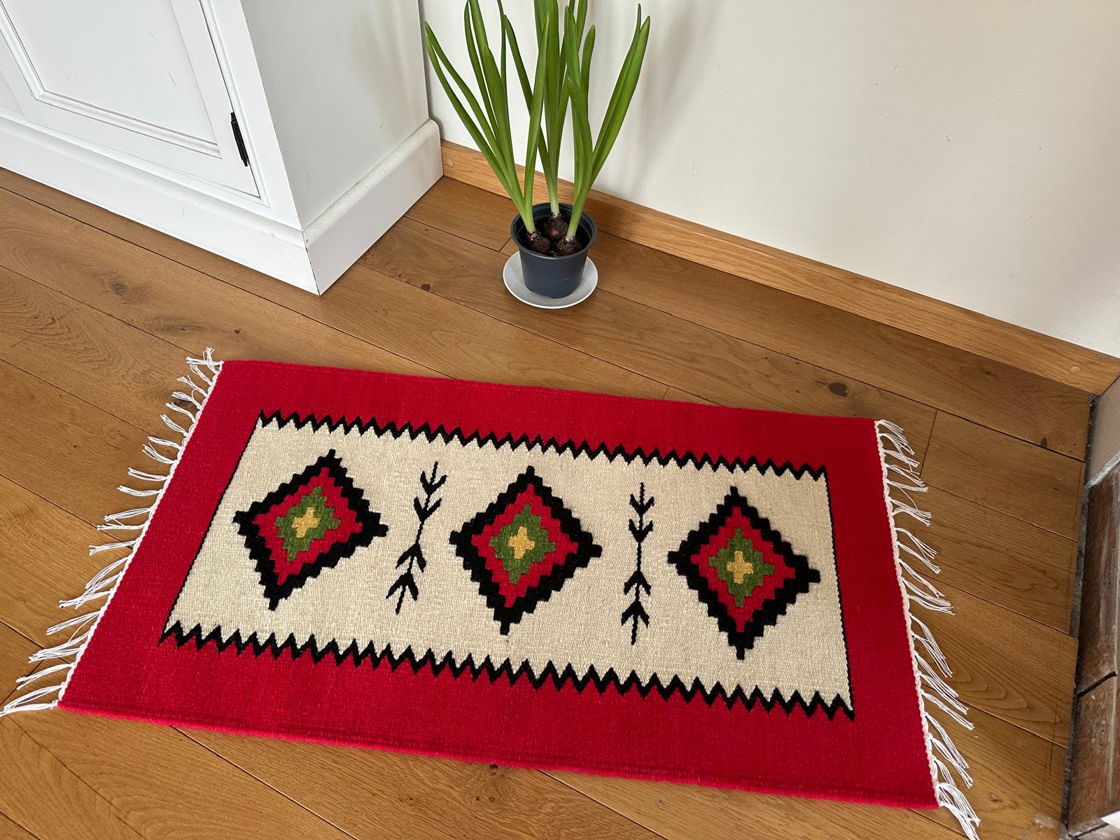Handwoven Wool Rug – "Wheel of Life" Pattern