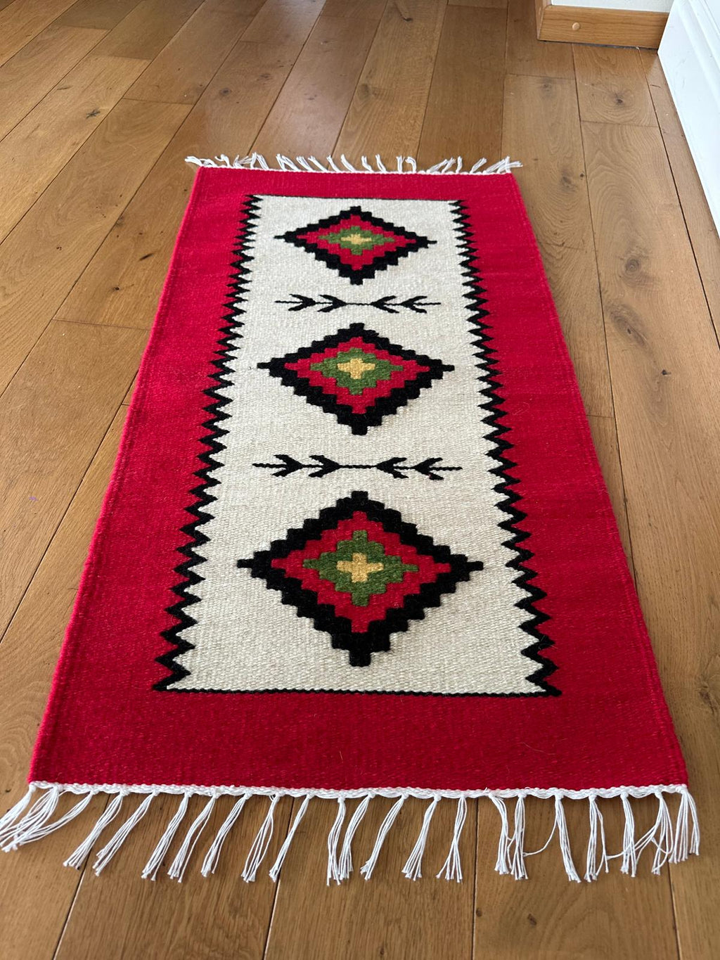 Handwoven Wool Rug – "Wheel of Life" Pattern