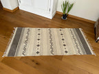 Handwoven Wool Runner – Natural White & Grey