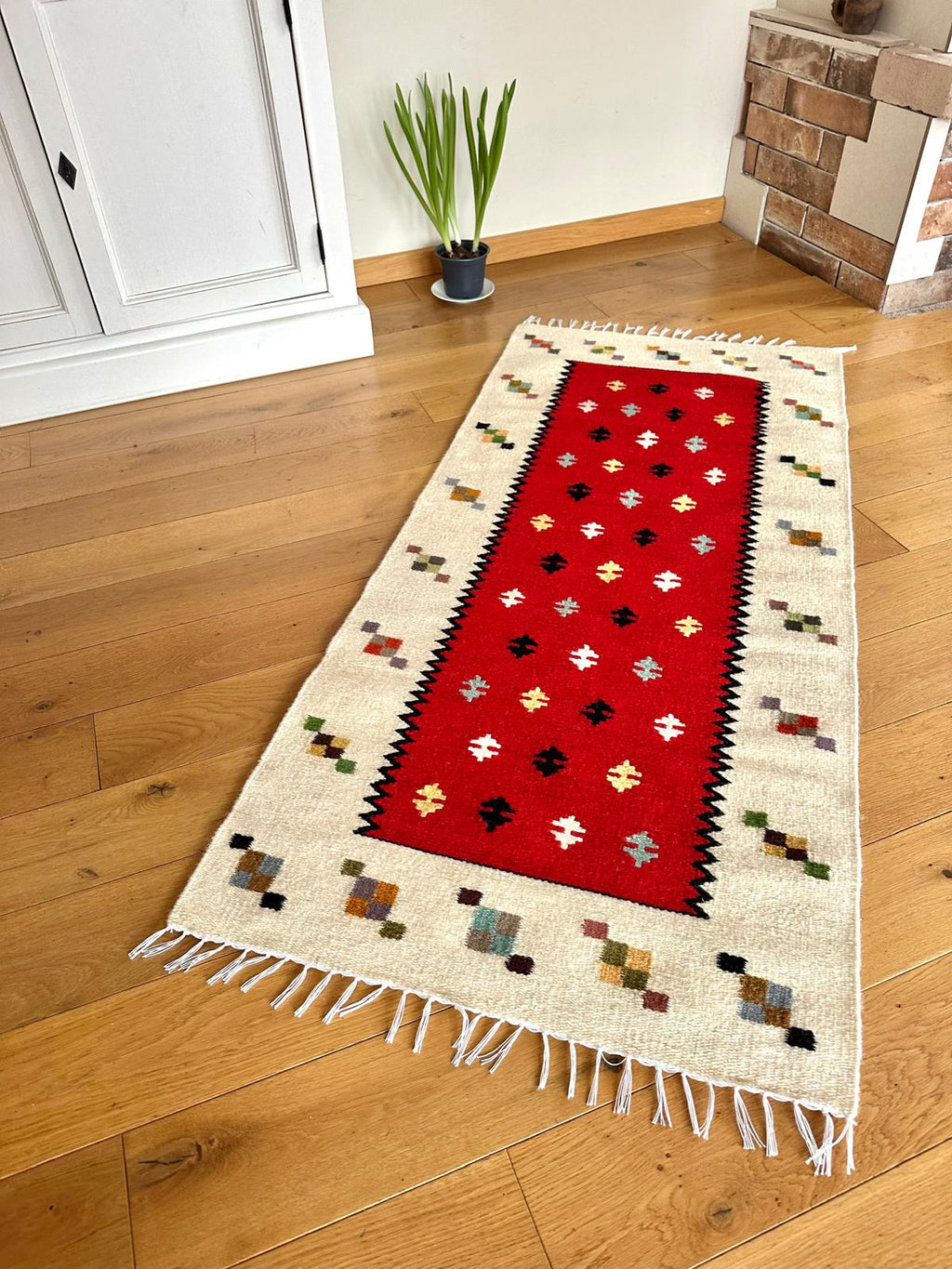 Handwoven Wool Runner – Ram’s Horn Motif