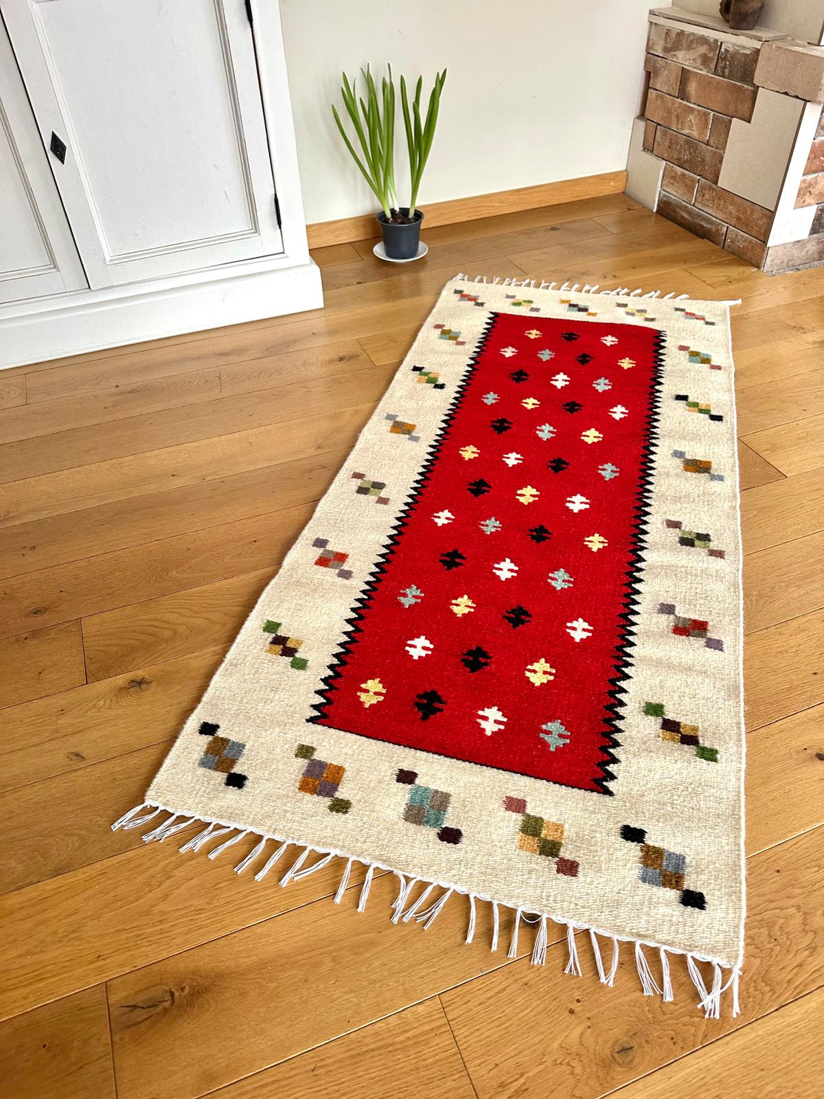 Handwoven Wool Runner – Ram’s Horn Motif
