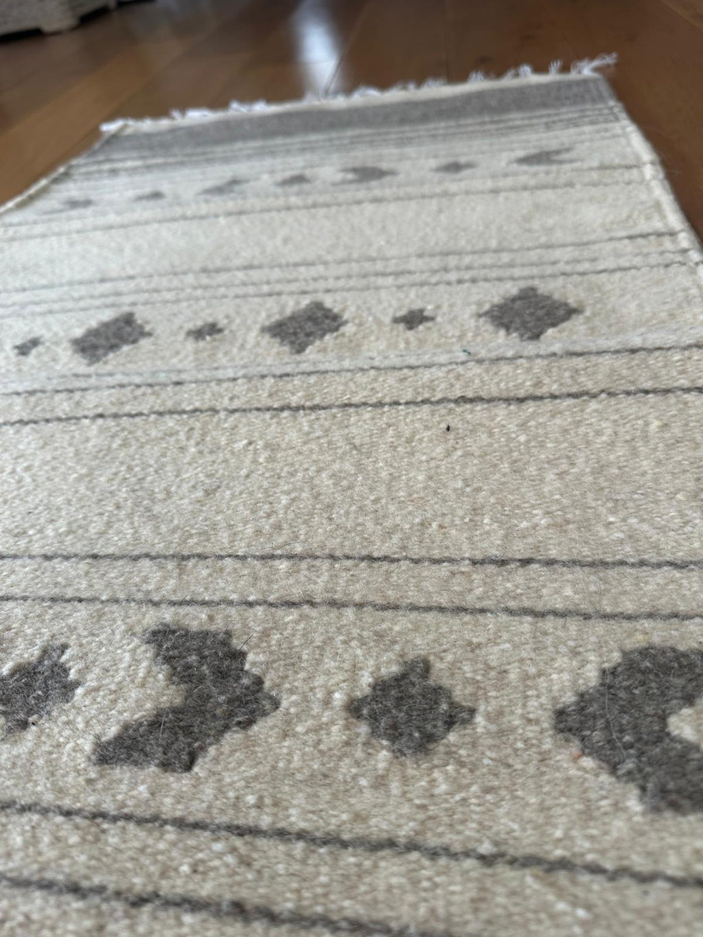 Handwoven Wool Rug – Diamond Motif