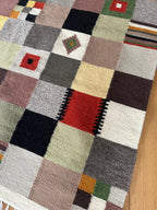 Handwoven Wool Runner – Checkerboard Pattern