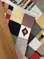 Handwoven Wool Runner – Checkerboard Pattern