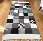 Handwoven Wool Runner – Abstract Checkerboard Pattern