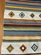 Handwoven Wool Runner – Stripe & Diamond Pattern