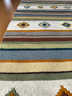 Handwoven Wool Runner – Stripe & Diamond Pattern